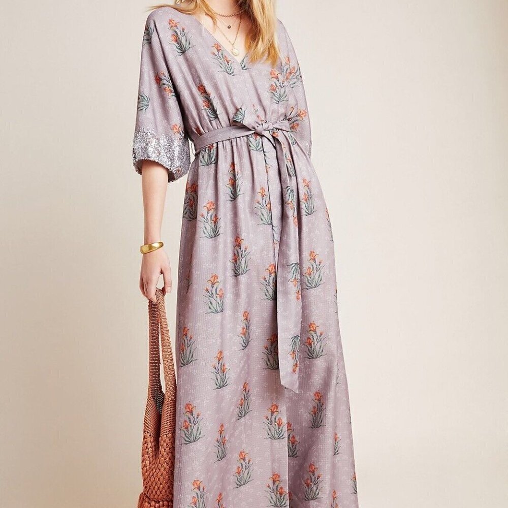 Anthropologie Sachin & Babi Isolde Sequined Maxi Dress Floral size 4 NEW